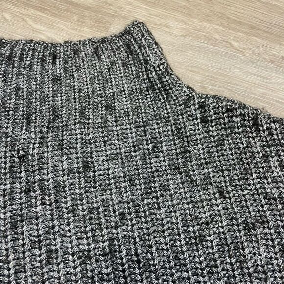 Line Oversized Soft Mock Neck Knit Ribbed Sweater Turtleneck - Picture 4 of 9